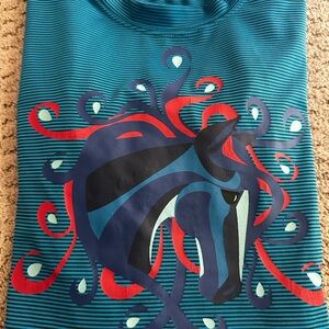 Kerrits Blue Striped Kids Shirt with Horse Design